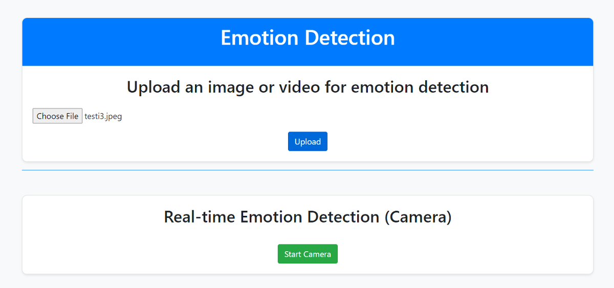 Emotion detection website preview image